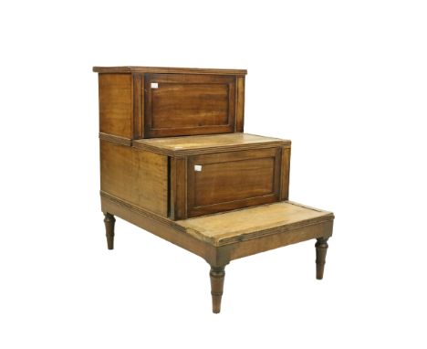 A William IV three tier metamorphic mahogany Bed Step / Night Time Commode, with lift top and pull out commode compartment ra