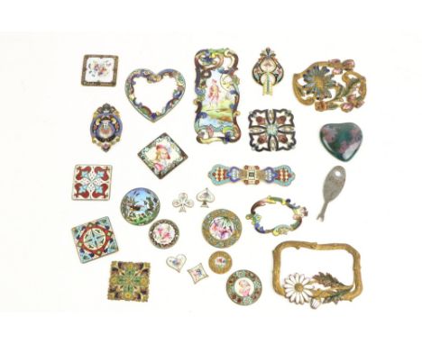 A collection of various unusual colourful enamel Pieces and mounts, approx. 15. (15) 