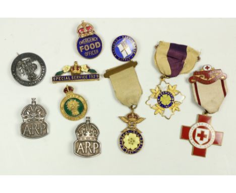 Collection of 10 Military and other enamel Badges,&nbsp;Emergency Food Officer, Women's Land Army, Special Services, 1921, Na