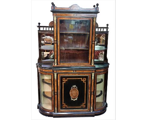 A very fine 19th Century brass mounted ebonised and maple banded Cabinet or Credenza Base, the arched and star inlaid parquet