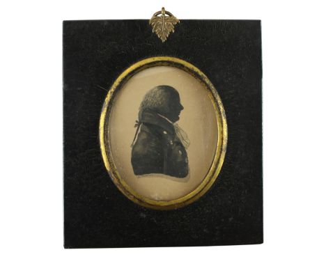 [J.] Watkins, Bath, c. 1810&nbsp;  Silhouette: Miniature, "Portrait of Revd. H. Connor," Signed, oval approx. 8cms x 6.5cms, 