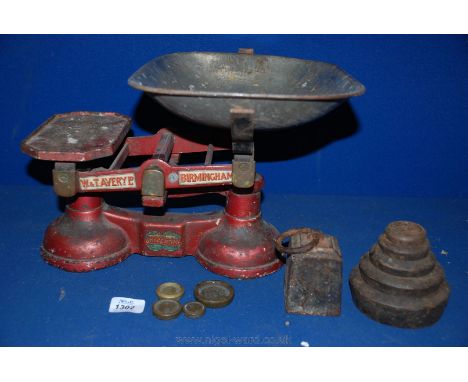 A W.T Avery Ltd Universal Scales and various weights
