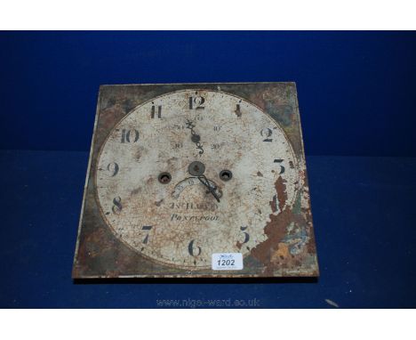 An old longcase Clock Face and Movement by J.N. Harvey, Pontypool.