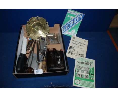 A Cycle Lamp. vintage Home Electrical Manuals and 1950's Salters Pocket Balance.