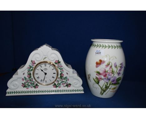 A Portmeirion mantle Clock and large Vase