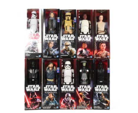 Star Wars - 12" Scale Figures - x10 c2015 and newer Hasbro made 12" scale boxed action figures from the Disney Era of Star Wa