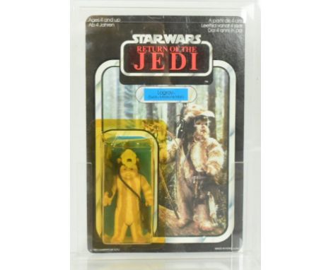 Star Wars - an original vintage 1983 Palitoy made Star Wars carded MOC action figure ' Logray - Ewok Medicine Man '. Factory 