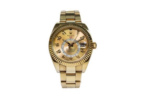 The Rolex Sky-Dweller reference 326938, crafted in 18k yellow gold, was introduced in 2012 as part