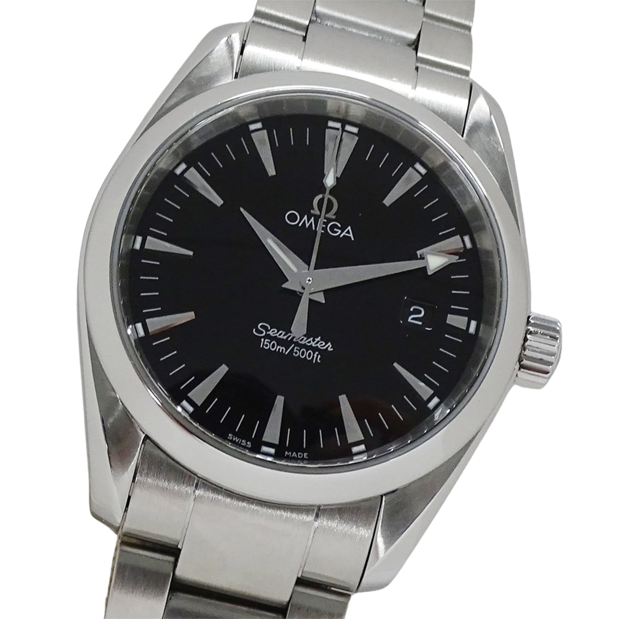OMEGA Seamaster Aqua Terra 2518.50 Boys' Brand Watch Date Quartz QZ Stainless Steel SS Silver Black