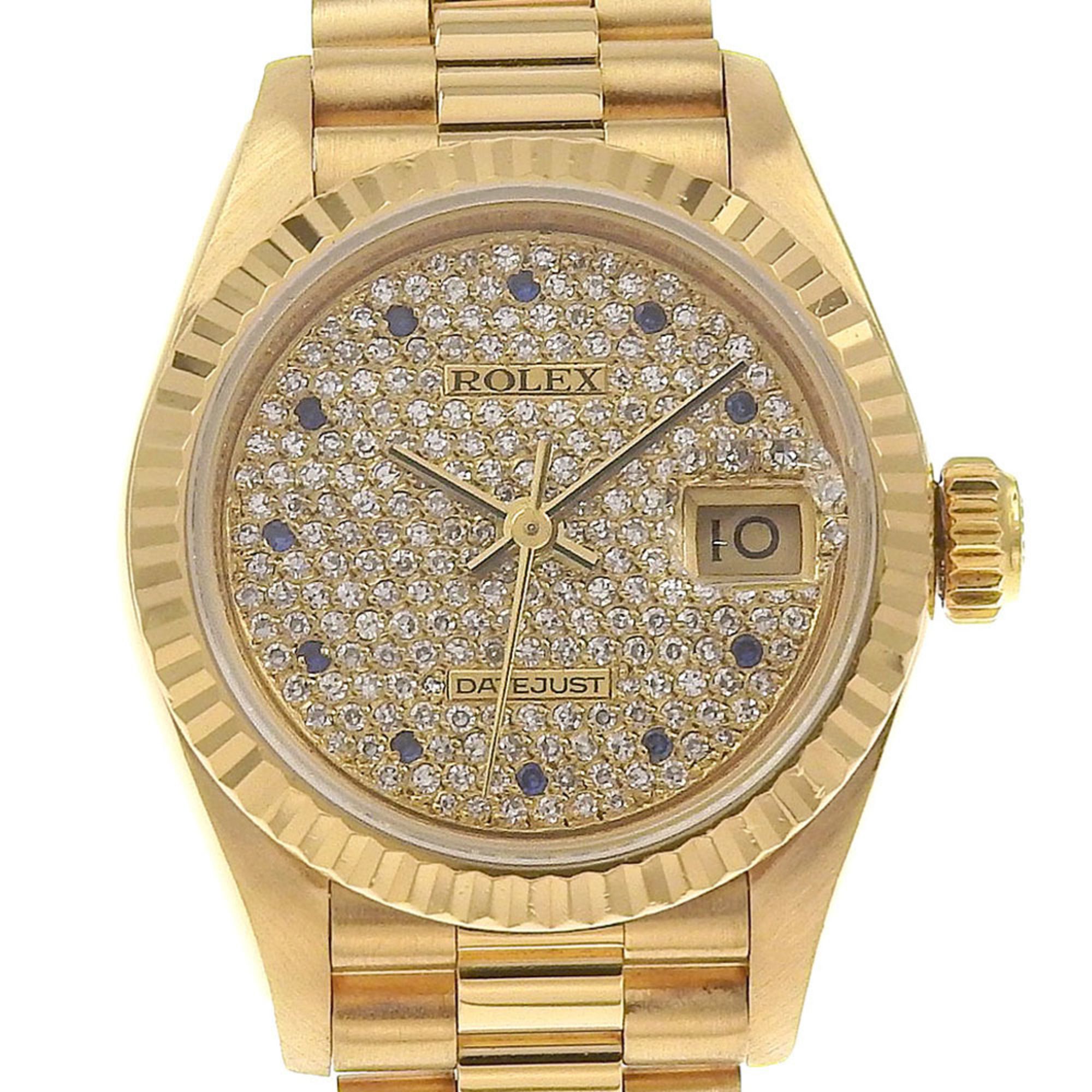 Rolex Datejust Caliber 2135 Watch, 69178ZS, 18K Yellow Gold with Sapphires and Diamonds, Automatic,