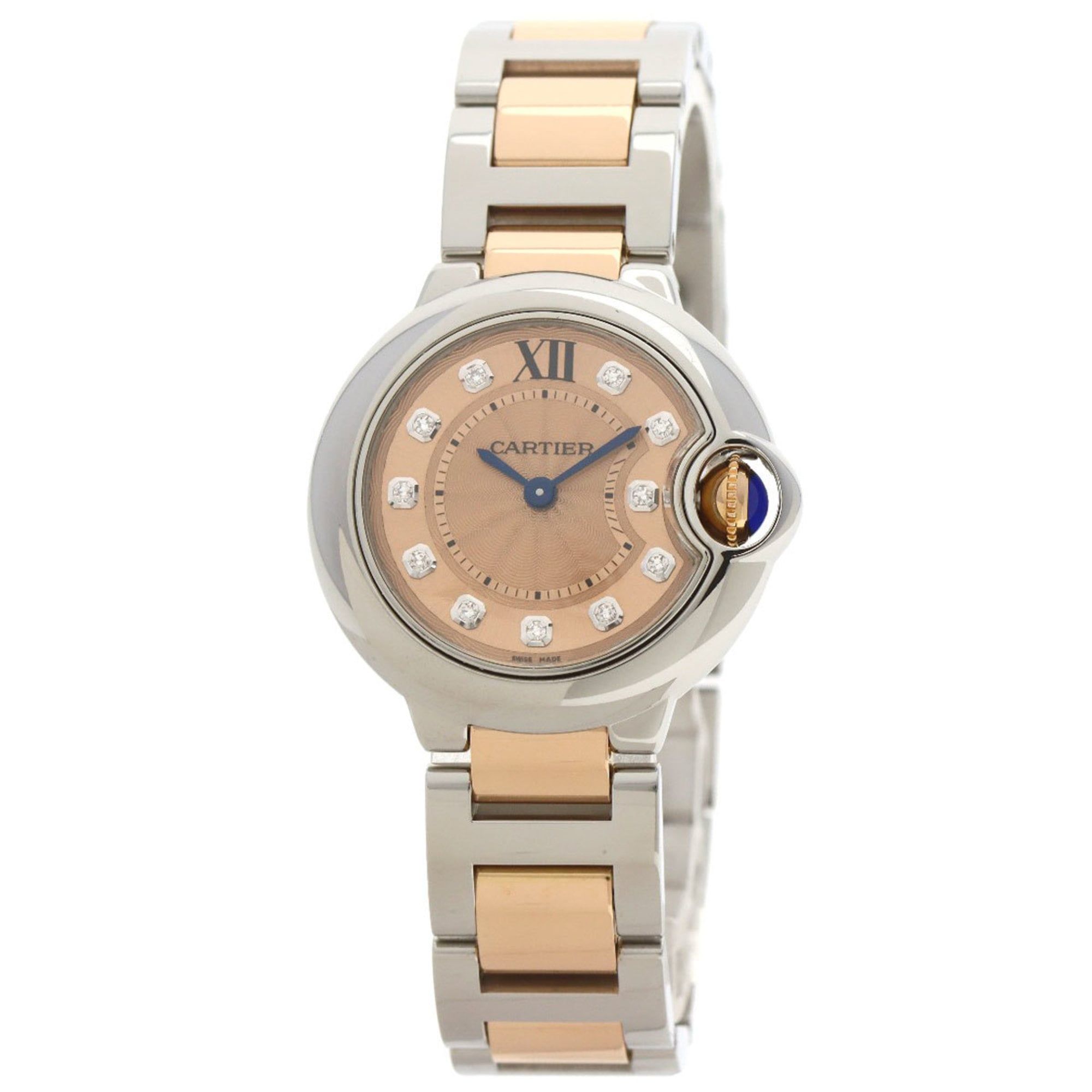 Cartier WE902052 Ballon Bleu 28 11P Diamond Watch Stainless Steel SSxK18PG Women's CARTIER