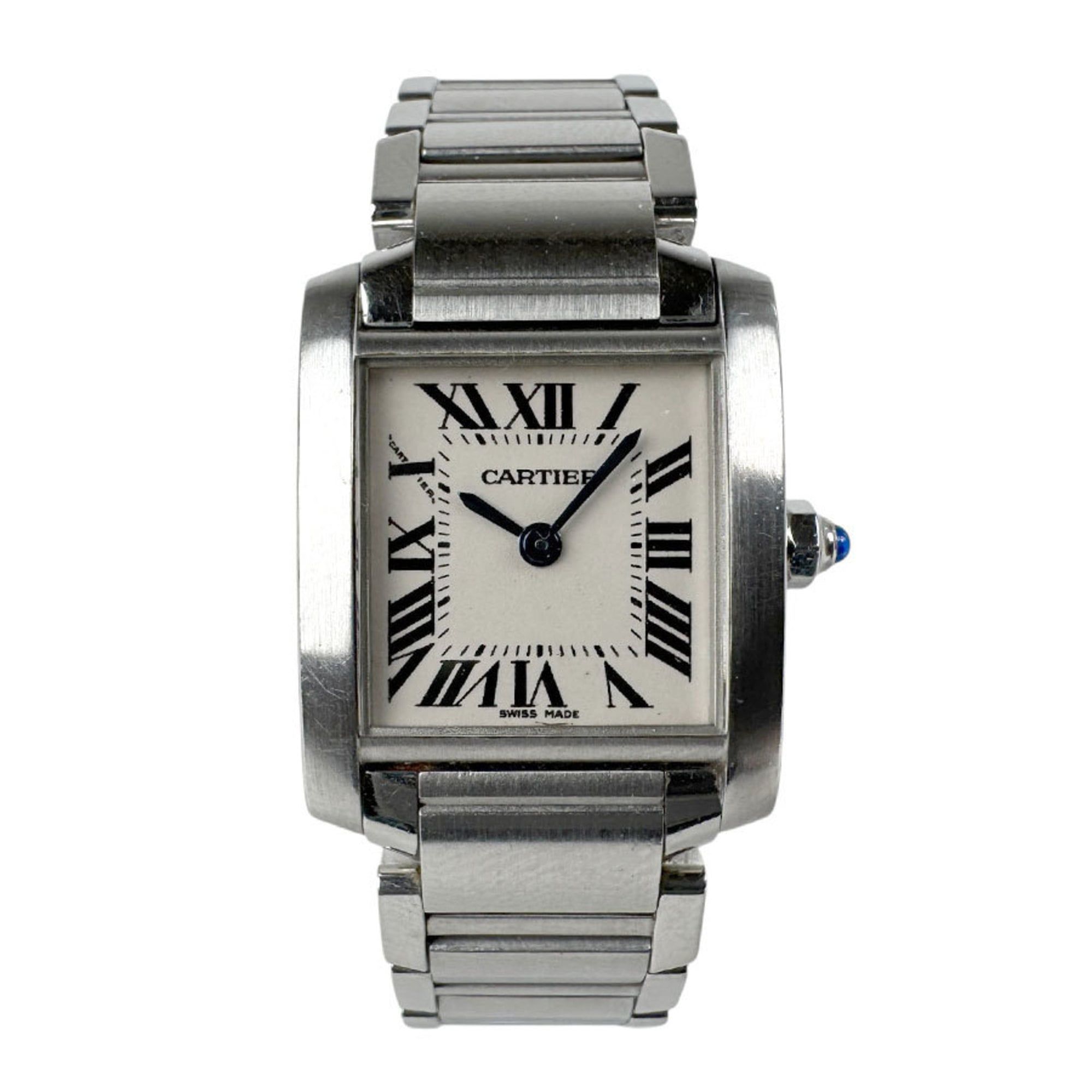 CARTIER Watch Tank Francaise SM Stainless Steel Silver x White Women's Quartz u0026