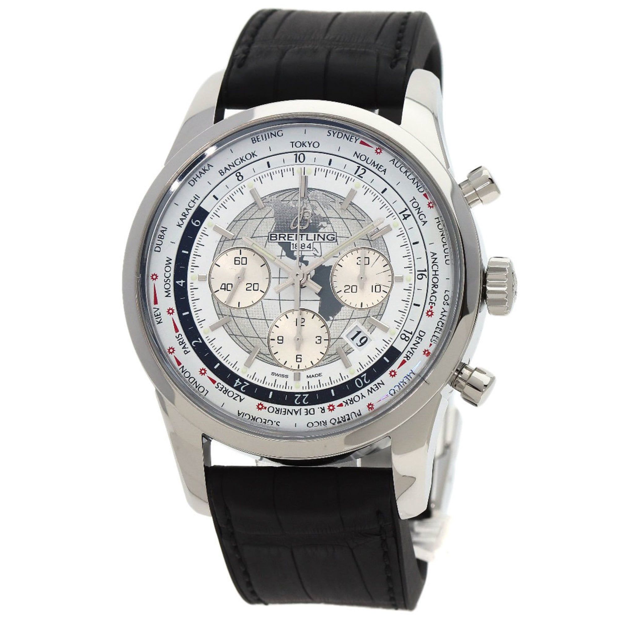 Breitling AB0510U0/A790 Transocean Chronograph Unitime Men's Watch in Stainless Steel and Rubber