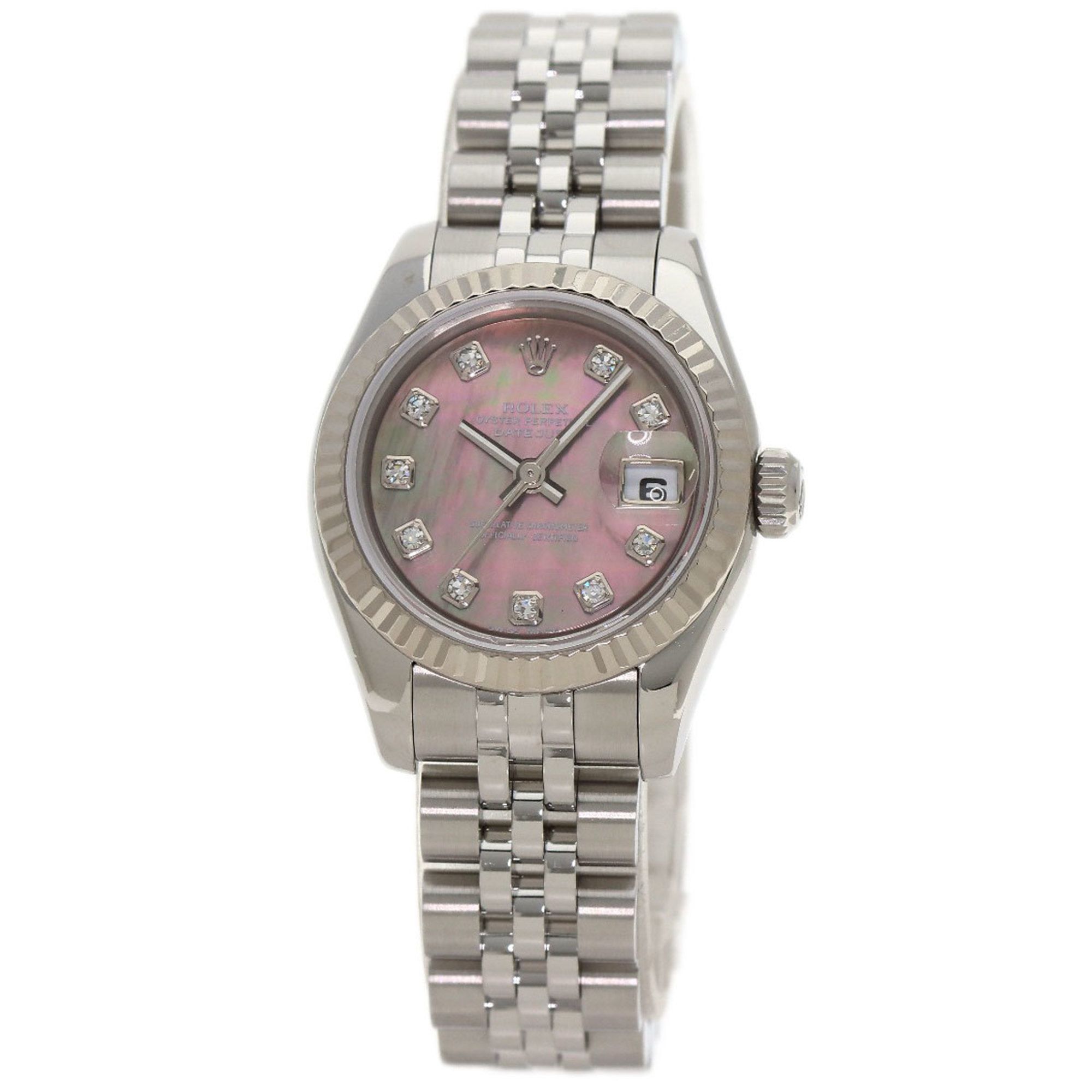 Rolex 179174NG Datejust 10P Diamond Watch Stainless Steel SS K18WG Ladies ROLEX