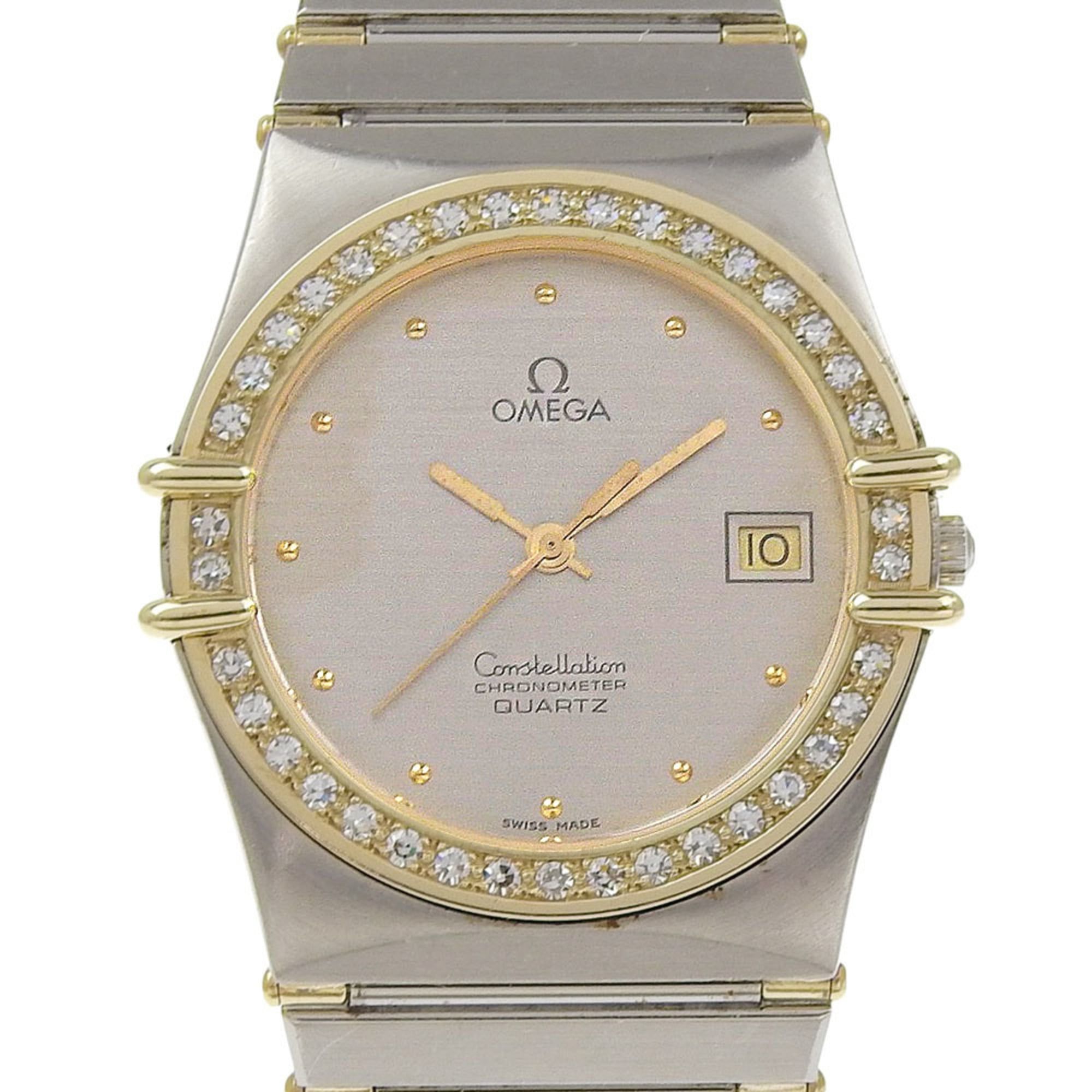 OMEGA Constellation Men's Watch, Stainless Steel with Diamonds, Quartz Movement, Analog Display, Sil