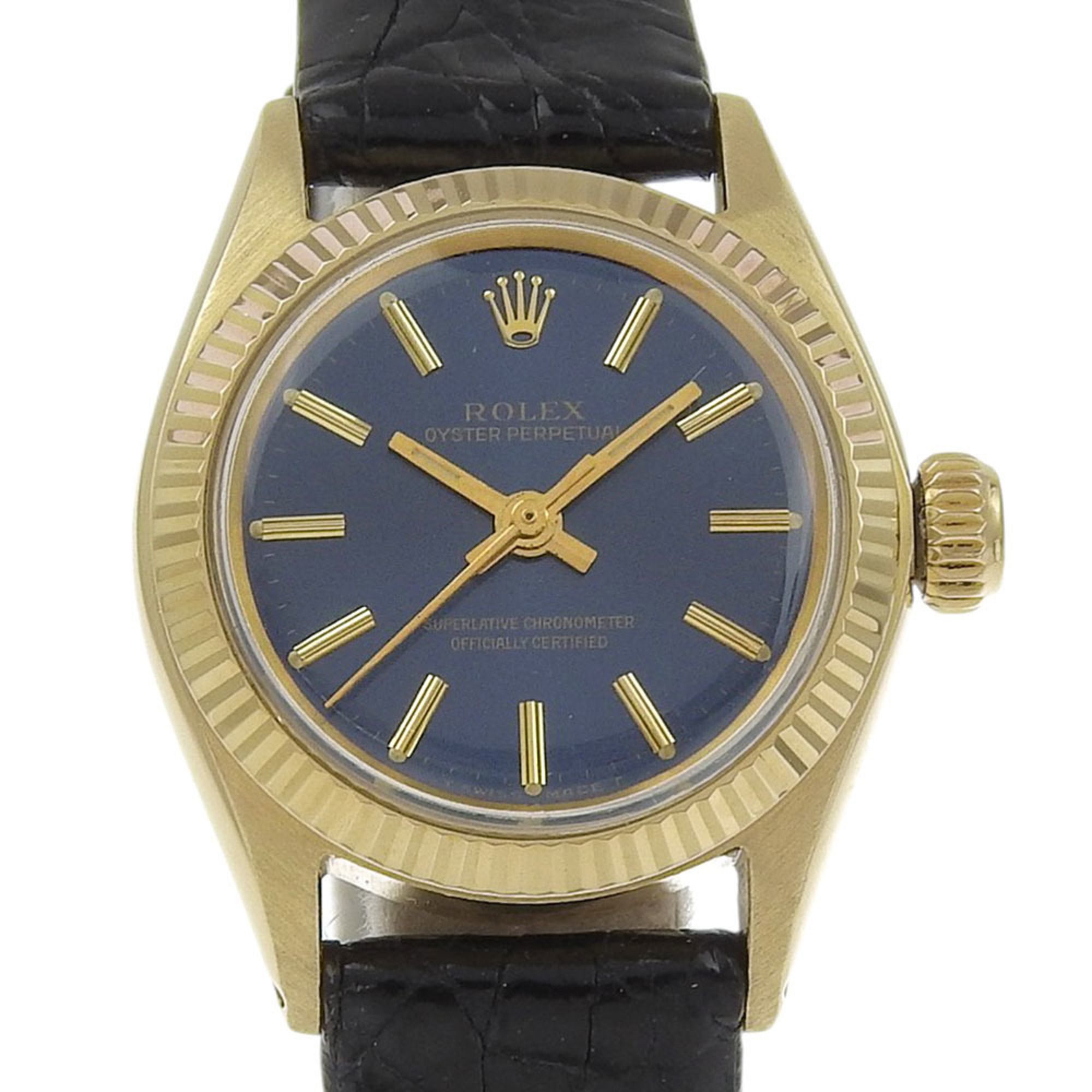 Rolex Oyster Perpetual Watch, caliber 1130, 6619, Yellow Gold with Embossed Leather, 1966, Automatic