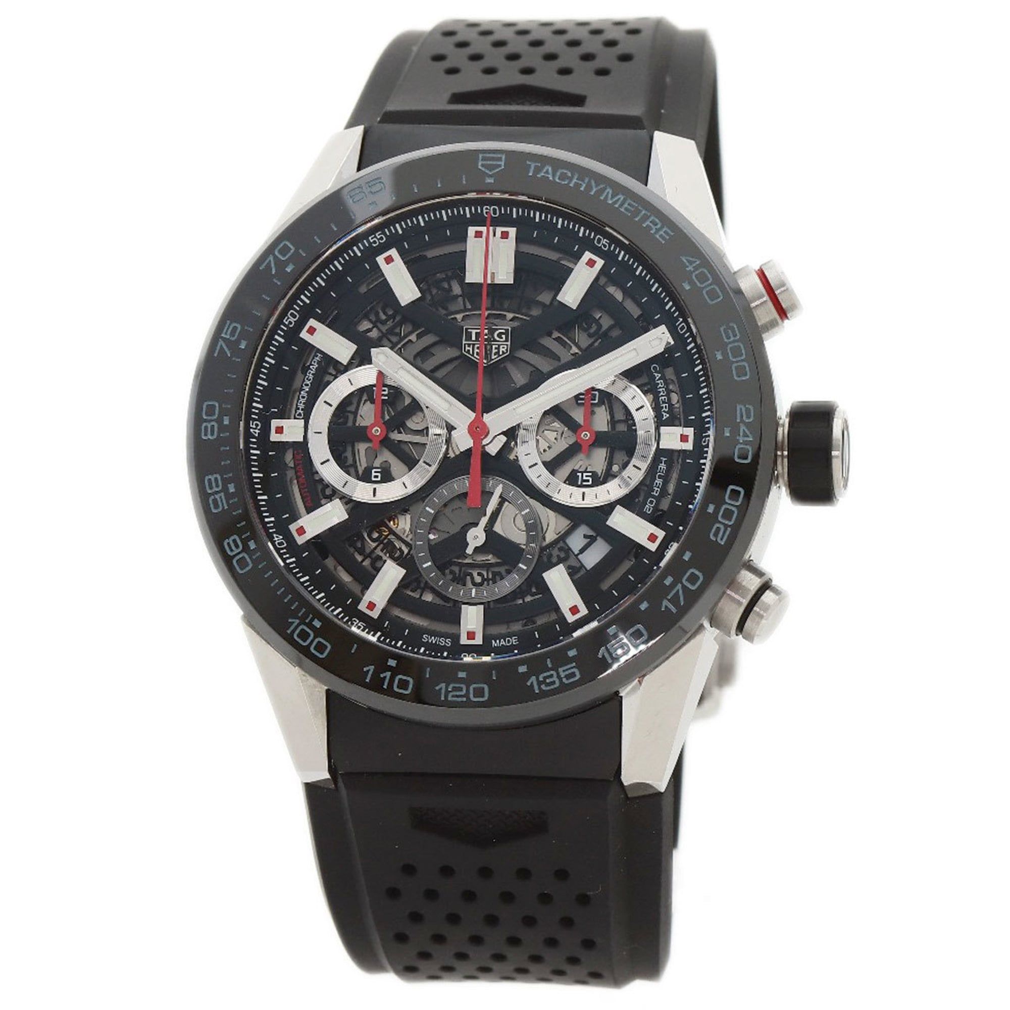 TAG Heuer CBG2A10 Carrera Calibre 02 Watch Stainless Steel Rubber Ladies HEUER