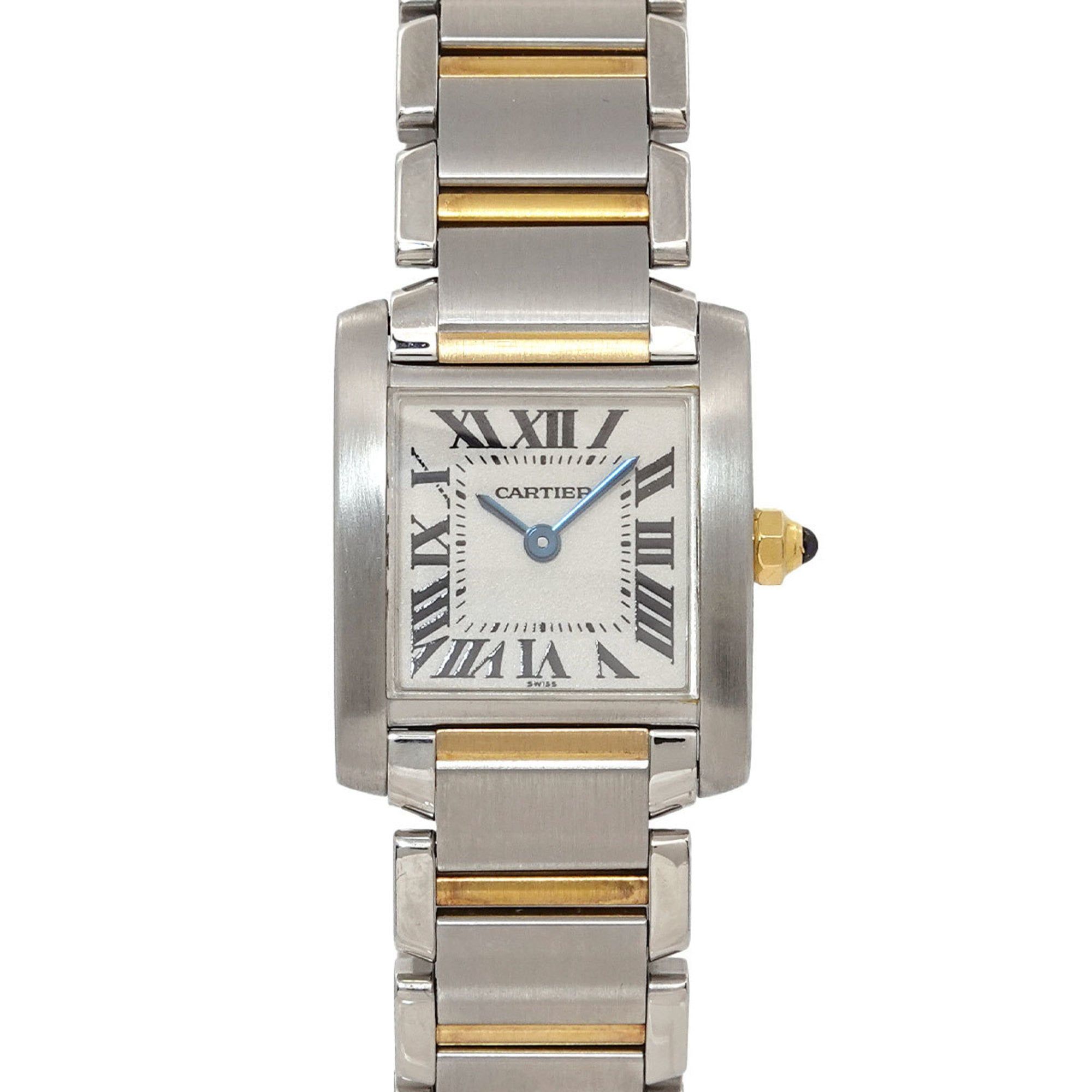 Cartier Tank Française SM Two-tone Watch W51007Q4 Women's Ivory 18K Yellow Gold Quartz