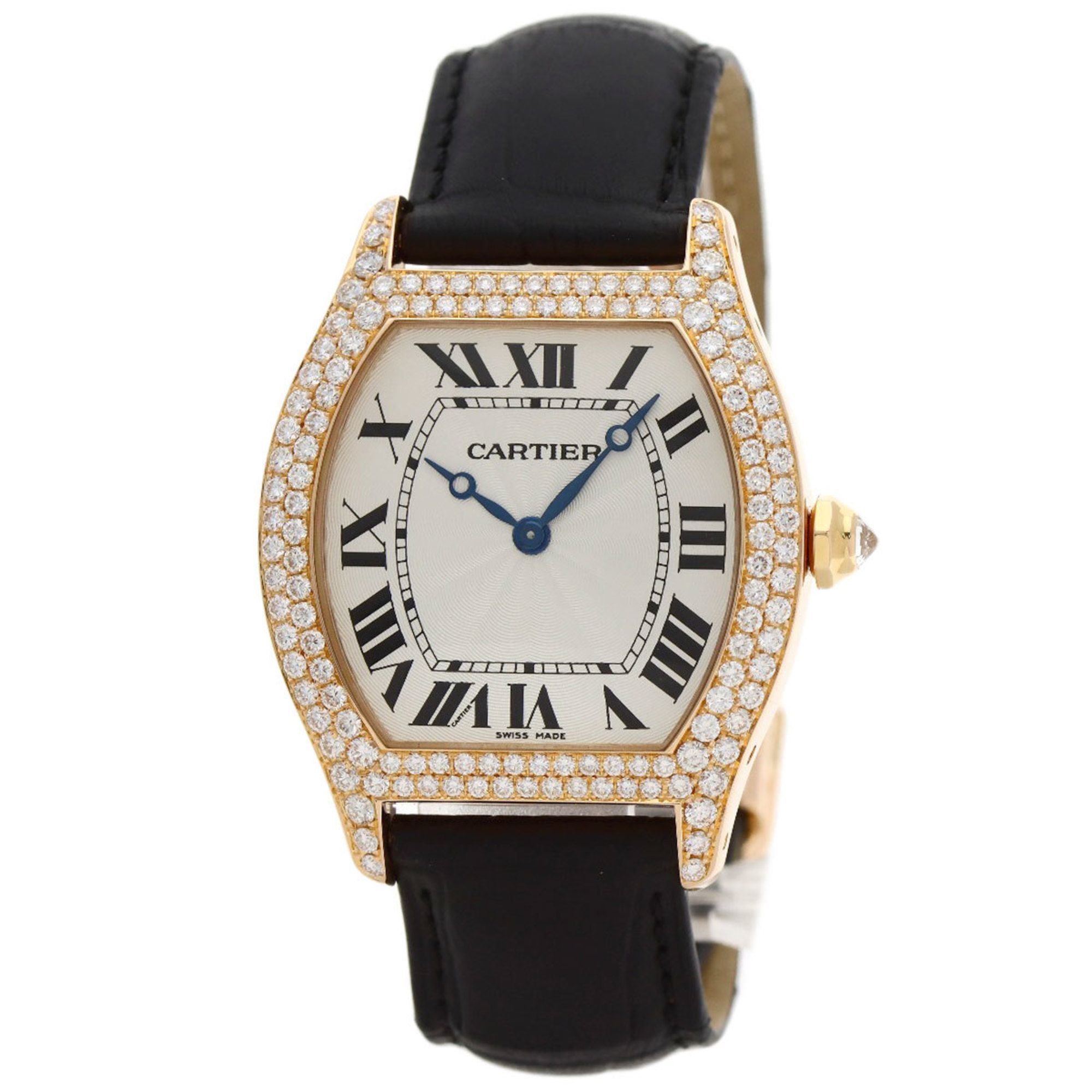 Cartier WA503951 Tortue LM Diamond Watch, 18K Pink Gold/Leather/Diamond, Men's