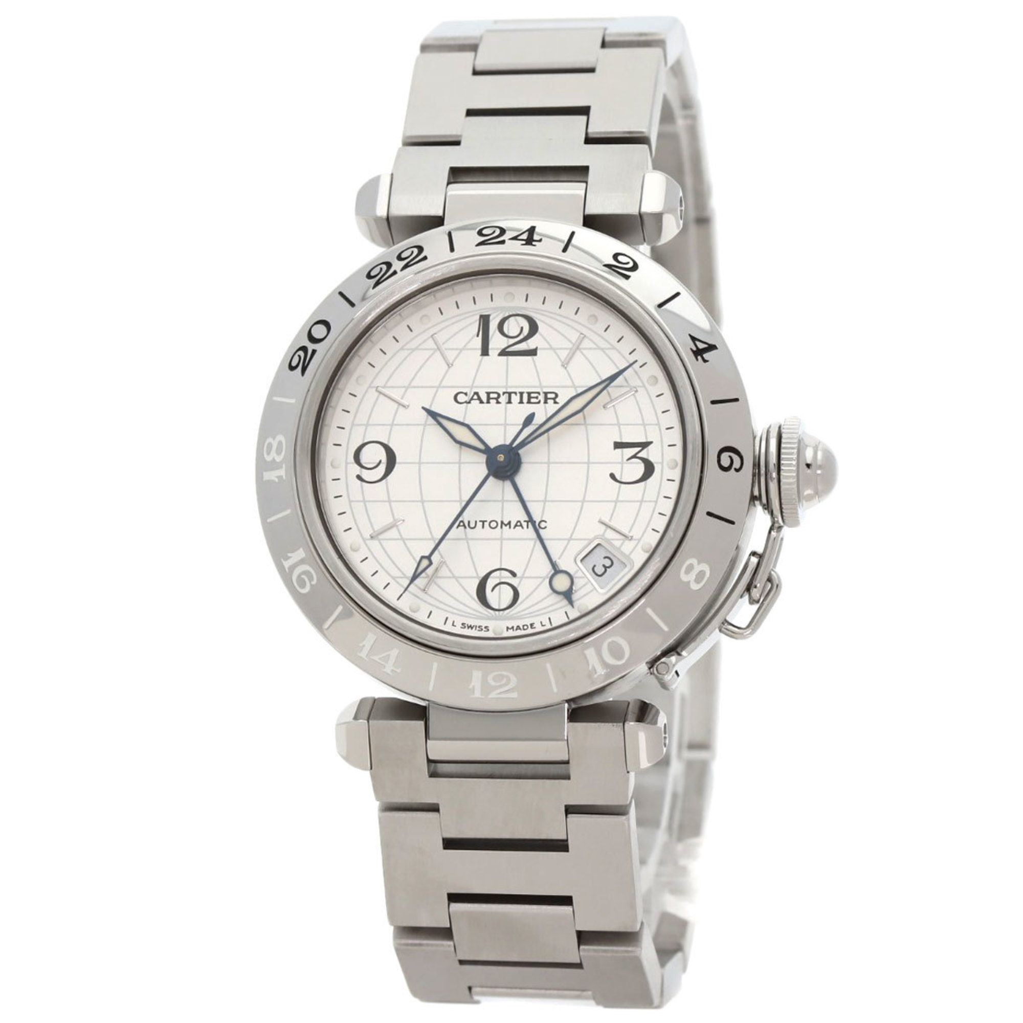 Cartier W31078M7 Pasha C Meridian GMT Watch in Stainless Steel for Boys