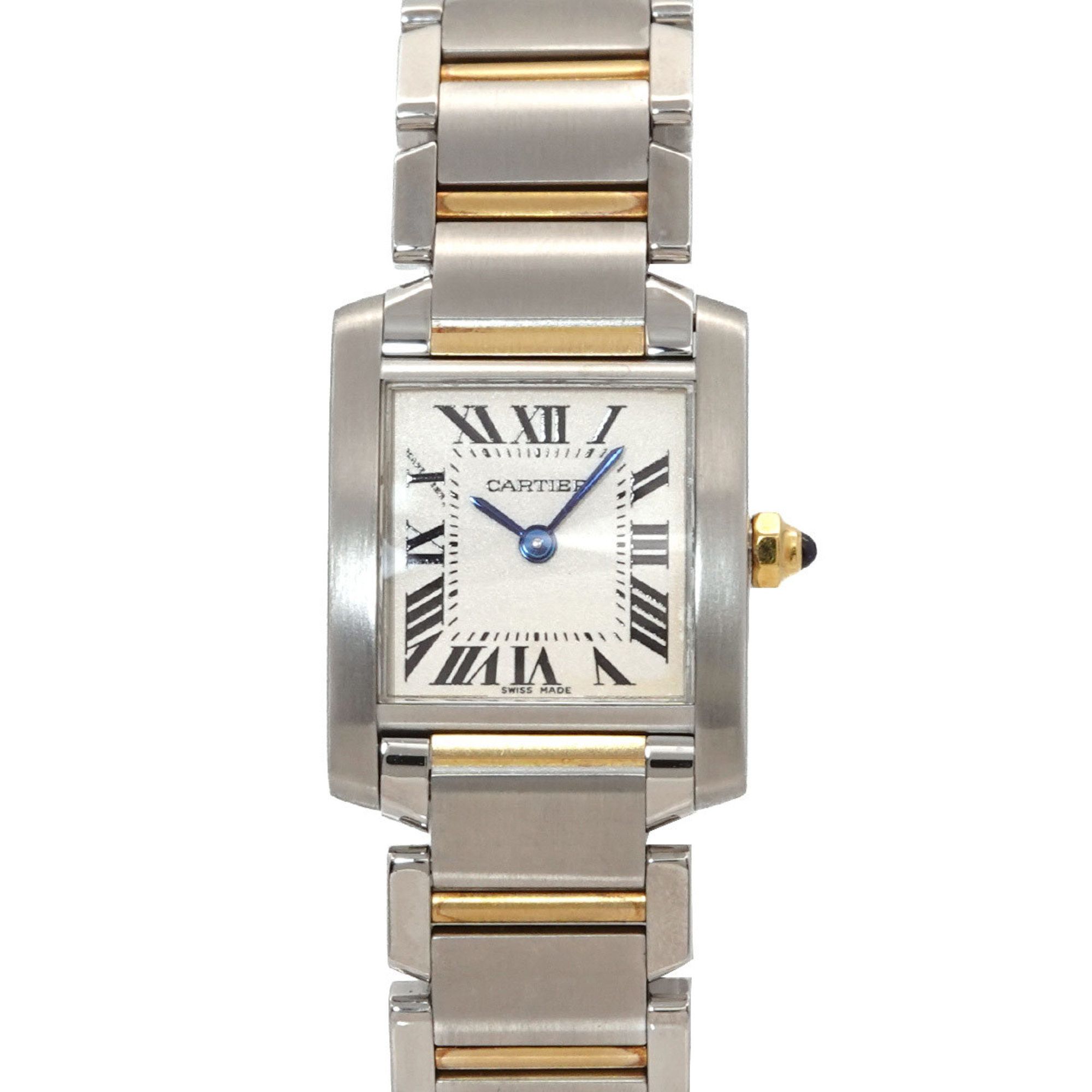 Cartier Tank Française SM Two-tone Watch W51007Q4 Women's Ivory 18K Yellow Gold Quartz