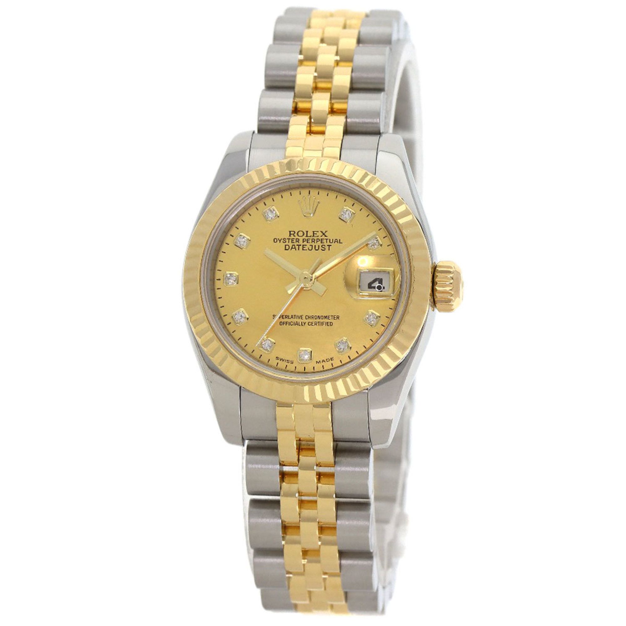 Rolex 179173NG Datejust 10P Diamond Watch Stainless Steel SSx18KYG 18KYG Women's