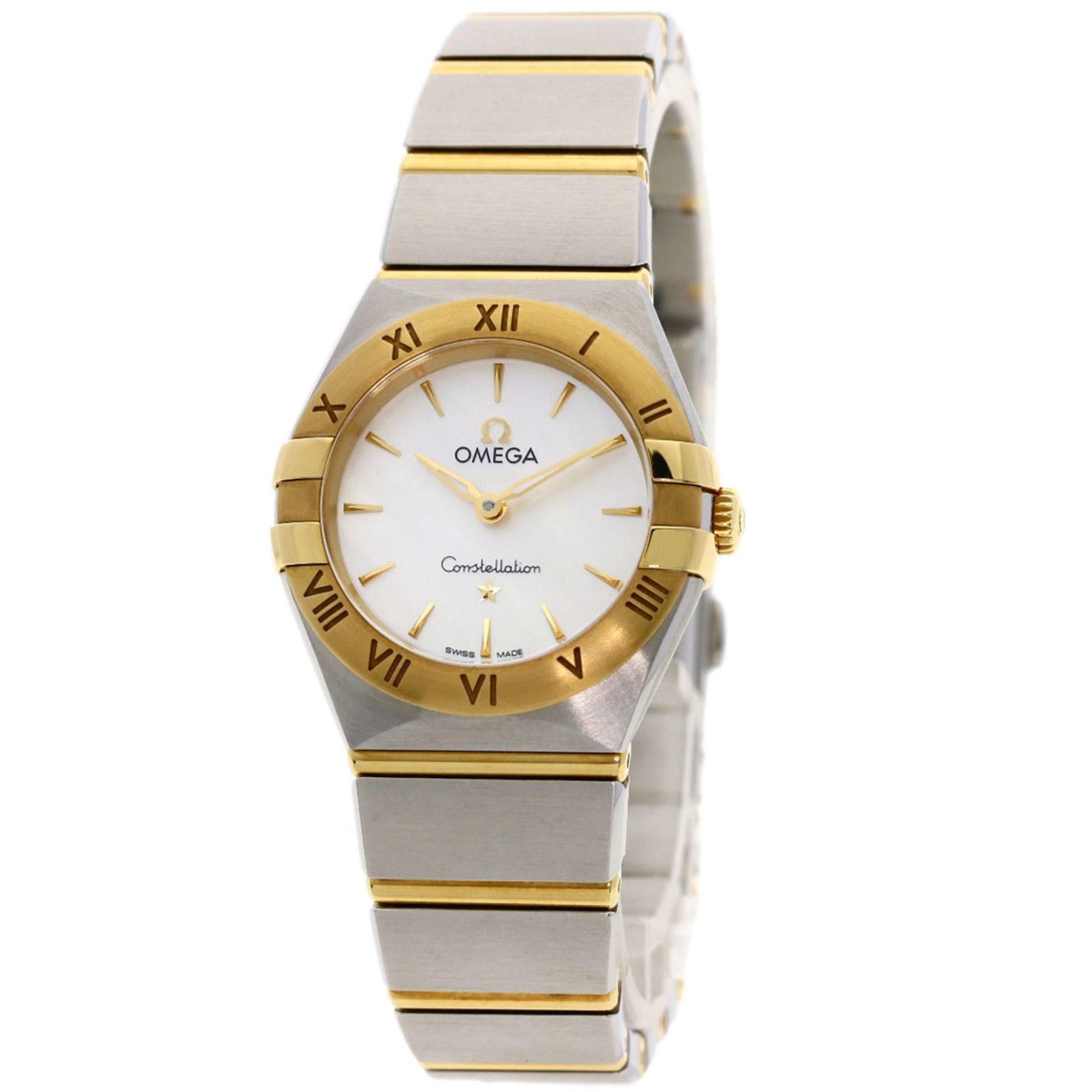 OMEGA 131.20.25.60.05.002 Constellation Manhattan Brushed Stainless Steel Watch in 18K Yellow Gold (