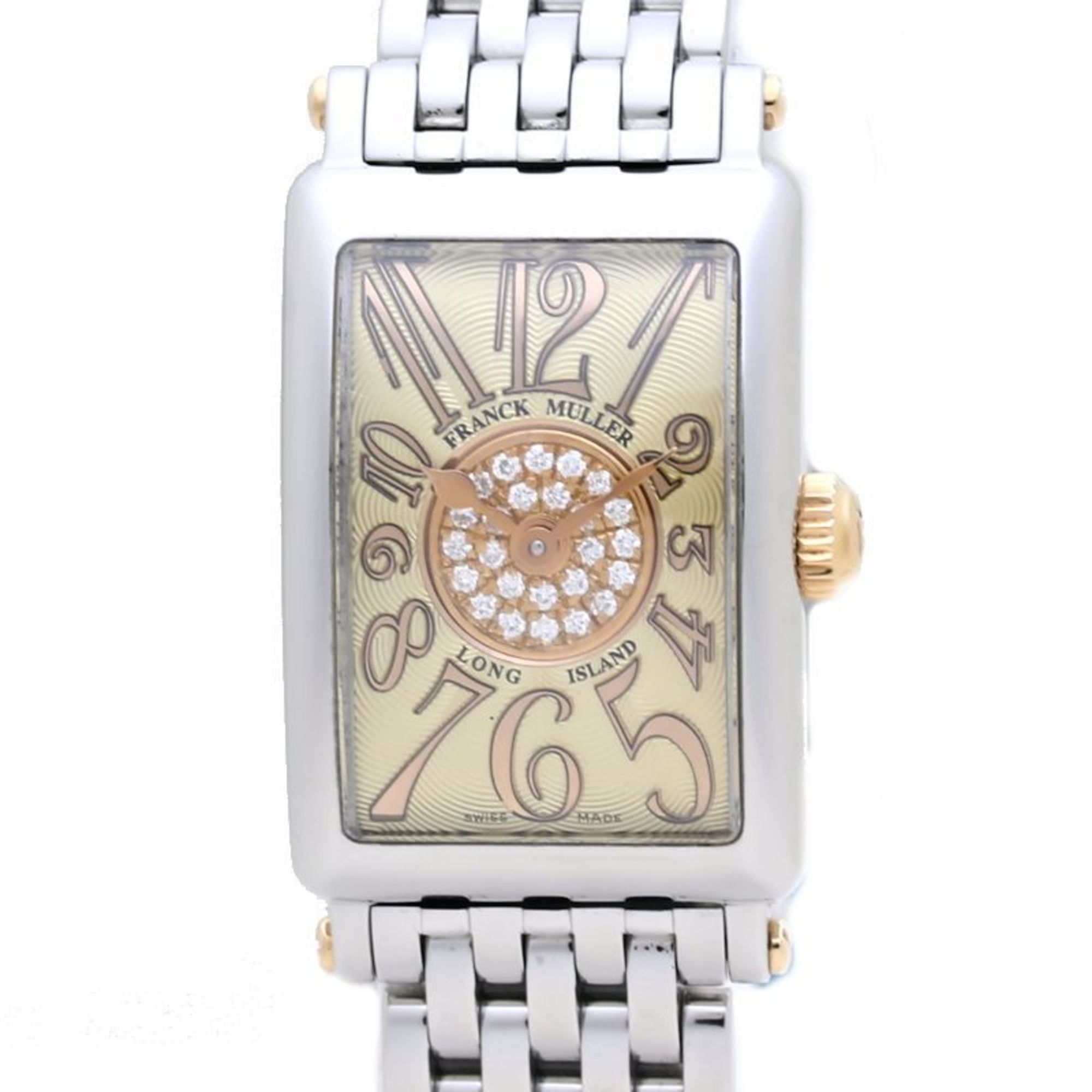 FRANCK MULLER 802 REL CD 1P CP STG Long Island Petite Pastille Stainless Steel xK18PG Pink Gold Ladi