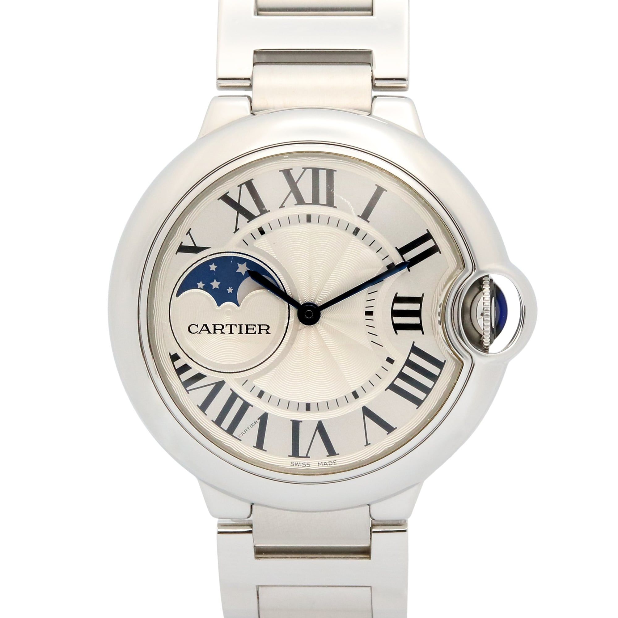 Cartier Ballon Bleu Moon Phase Watch, Stainless Steel, Men's, Silver, WSBB0021