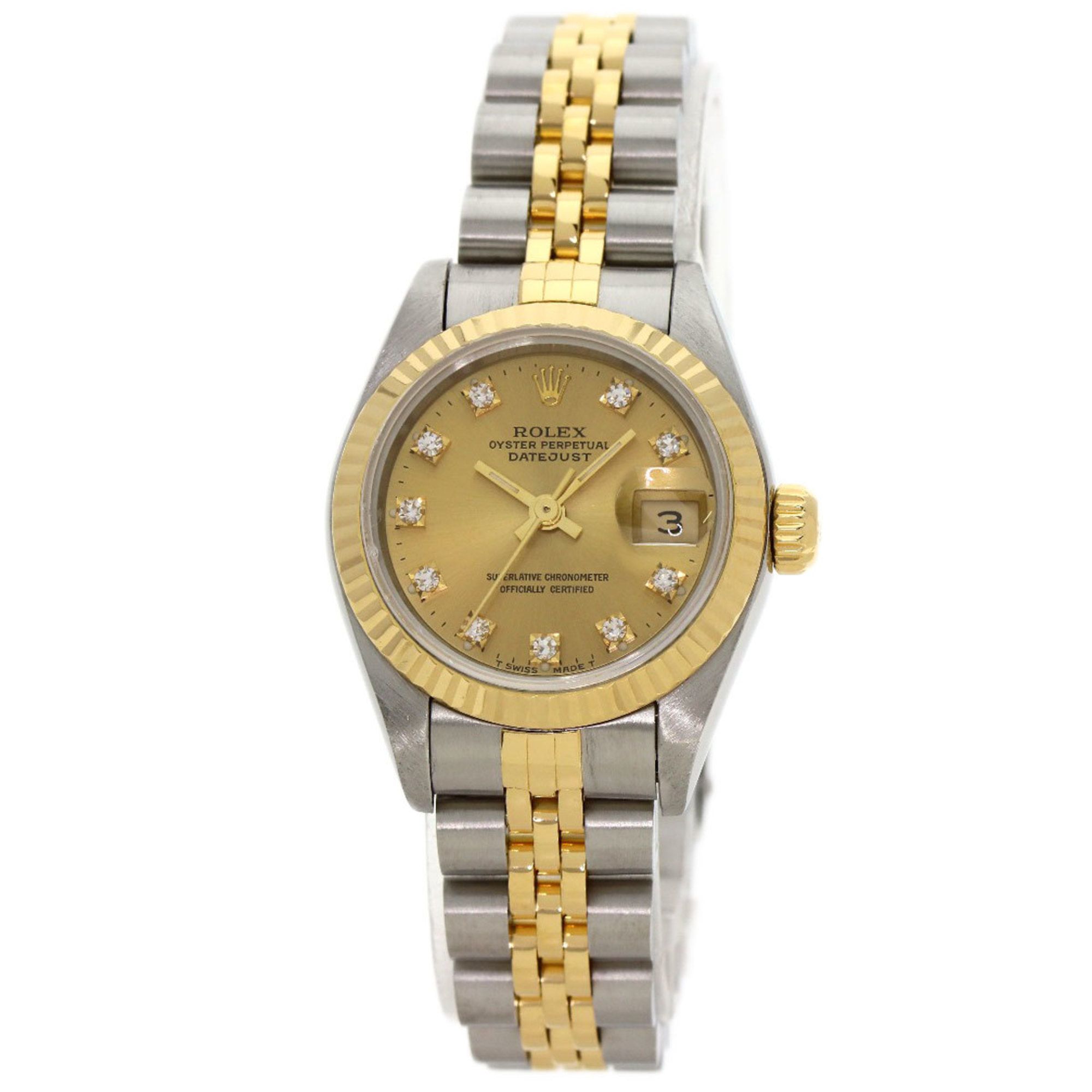 Rolex 69173G Datejust 10P Diamond Watch Stainless Steel/SSx18KYG Women's ROLEX