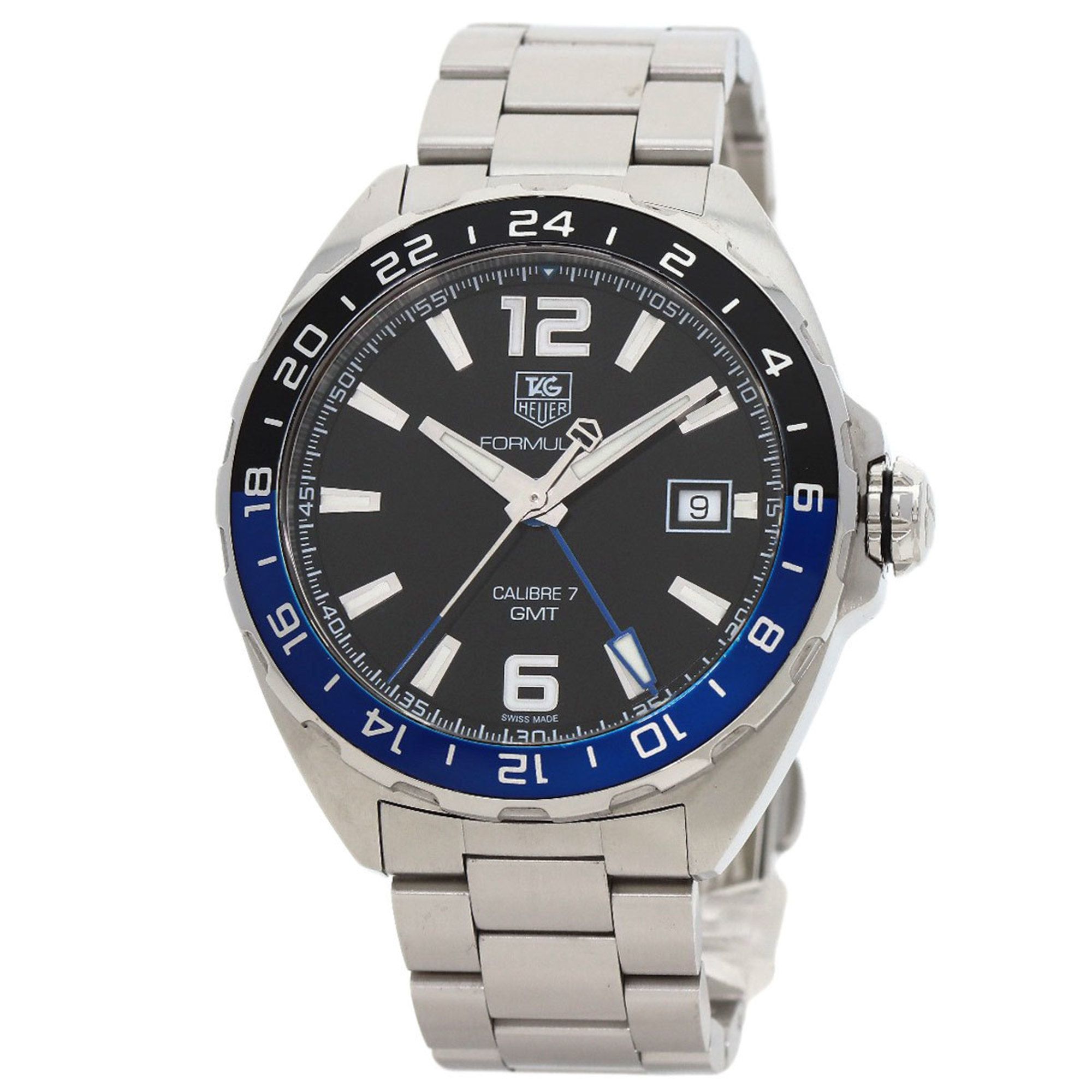 TAG Heuer WAZ211A Formula 1 Calibre 7 GMT Watch Stainless Steel SS Men's HEUER