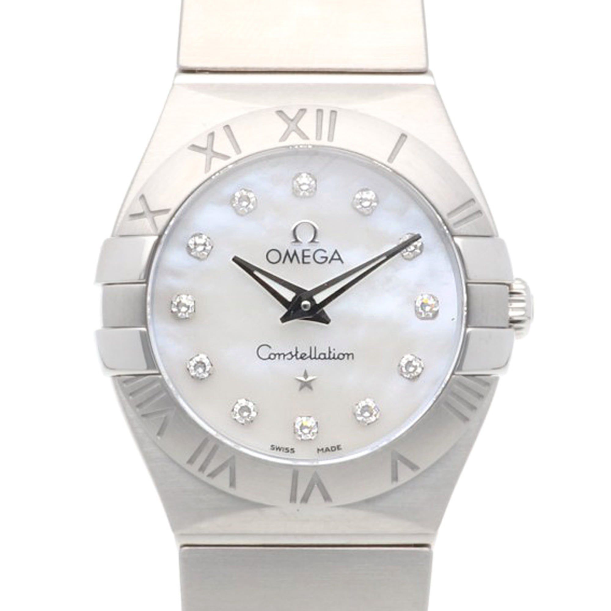 Omega Constellation watch, stainless steel, 12310246055001, quartz movement, re-polished, 93068XXX,