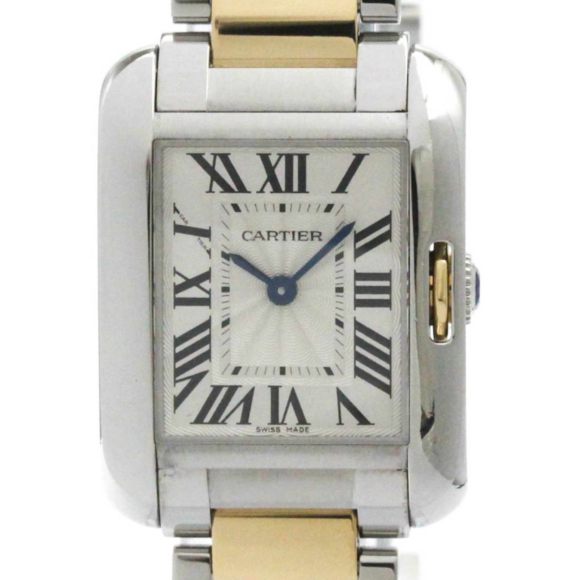 Polished CARTIER Tank Anglaise 18K Pink Gold Steel Watch W5310046