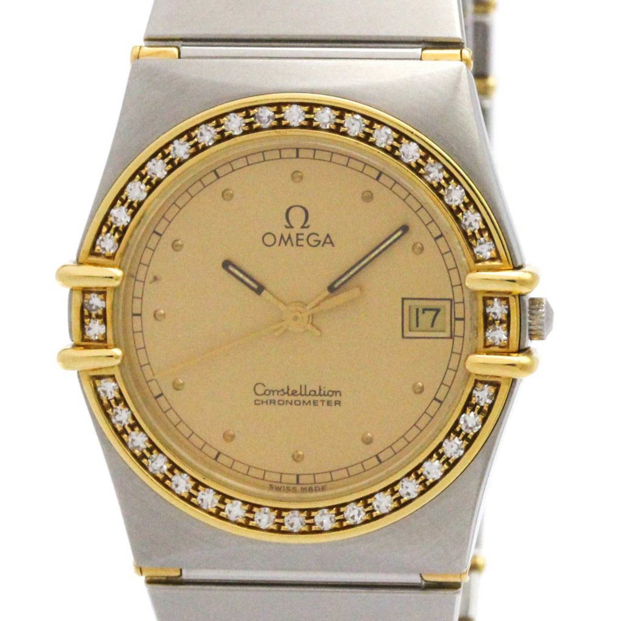 OMEGA Constellation Diamond 18K Gold Steel Mens Watch 498.0876 Polished