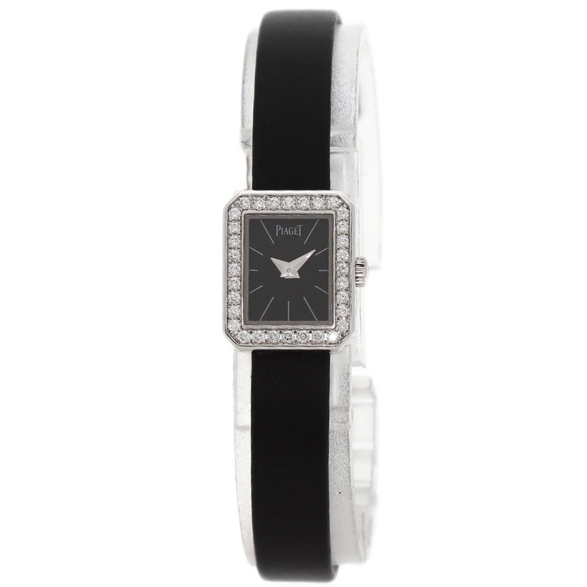 Piaget G0A34503 Mini Protocol Watch in 18K White Gold and Satin Leather for Women