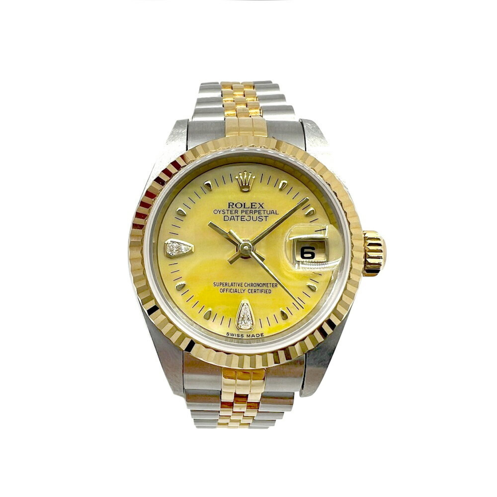 ROLEX Rolex Datejust Shell Dial K18 Stainless Steel Automatic Watch 79173 Women's Diamond Yellow wit