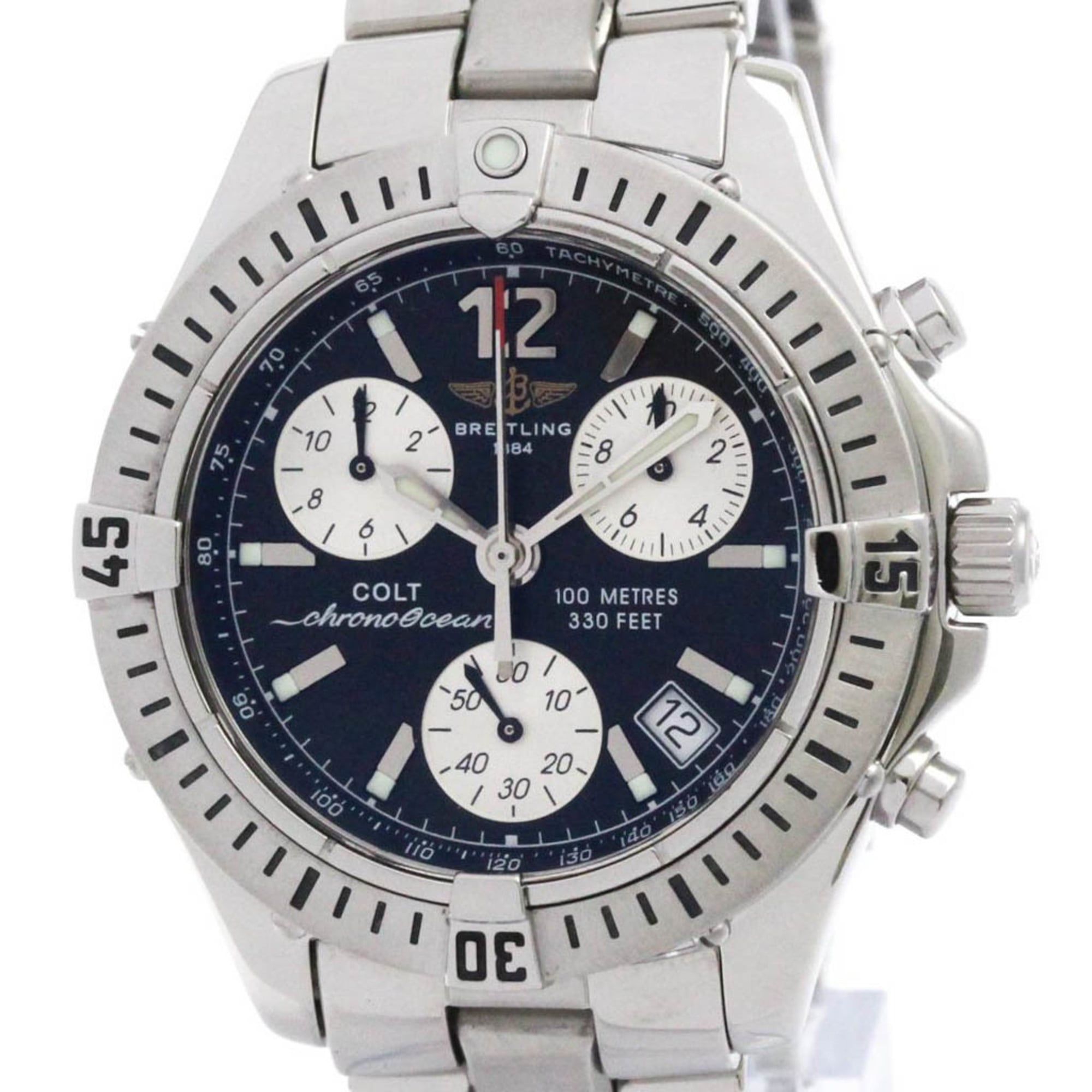 BREITLING Colt Chrono Ocean Steel Quartz Mens Watch A53350 Polished