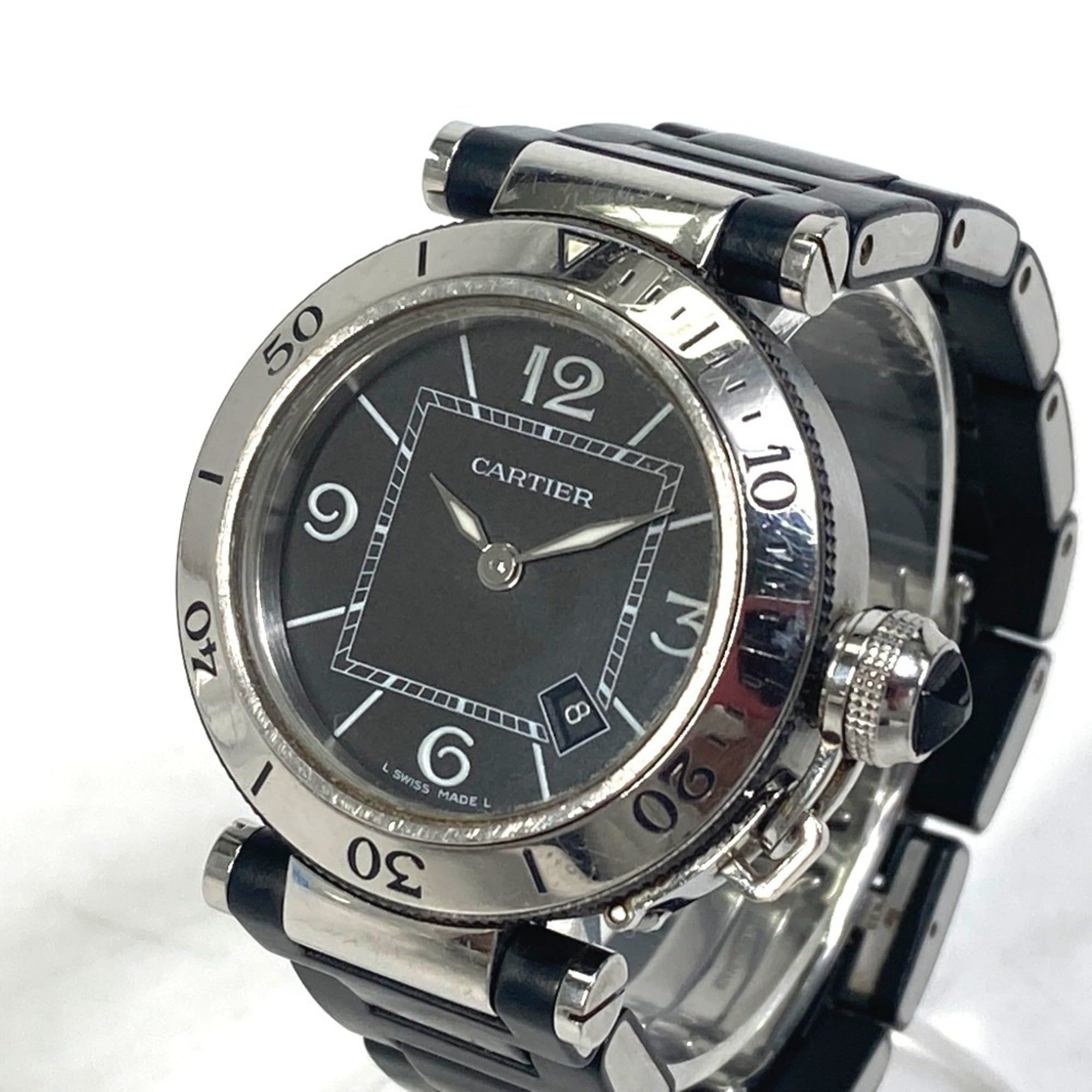 CARTIER Pasha Seatimer Quartz Date Watch (W3140003) in Stainless Steel and Silver for Women