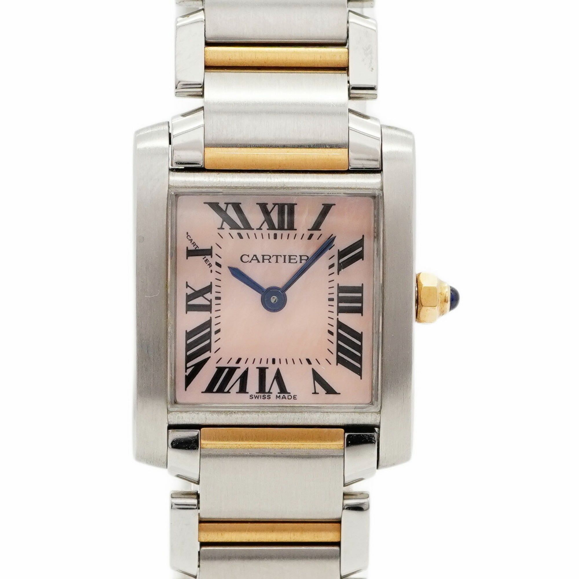 Cartier Tank Française SM Two-tone Watch W51027Q4 Pink Dial Women's