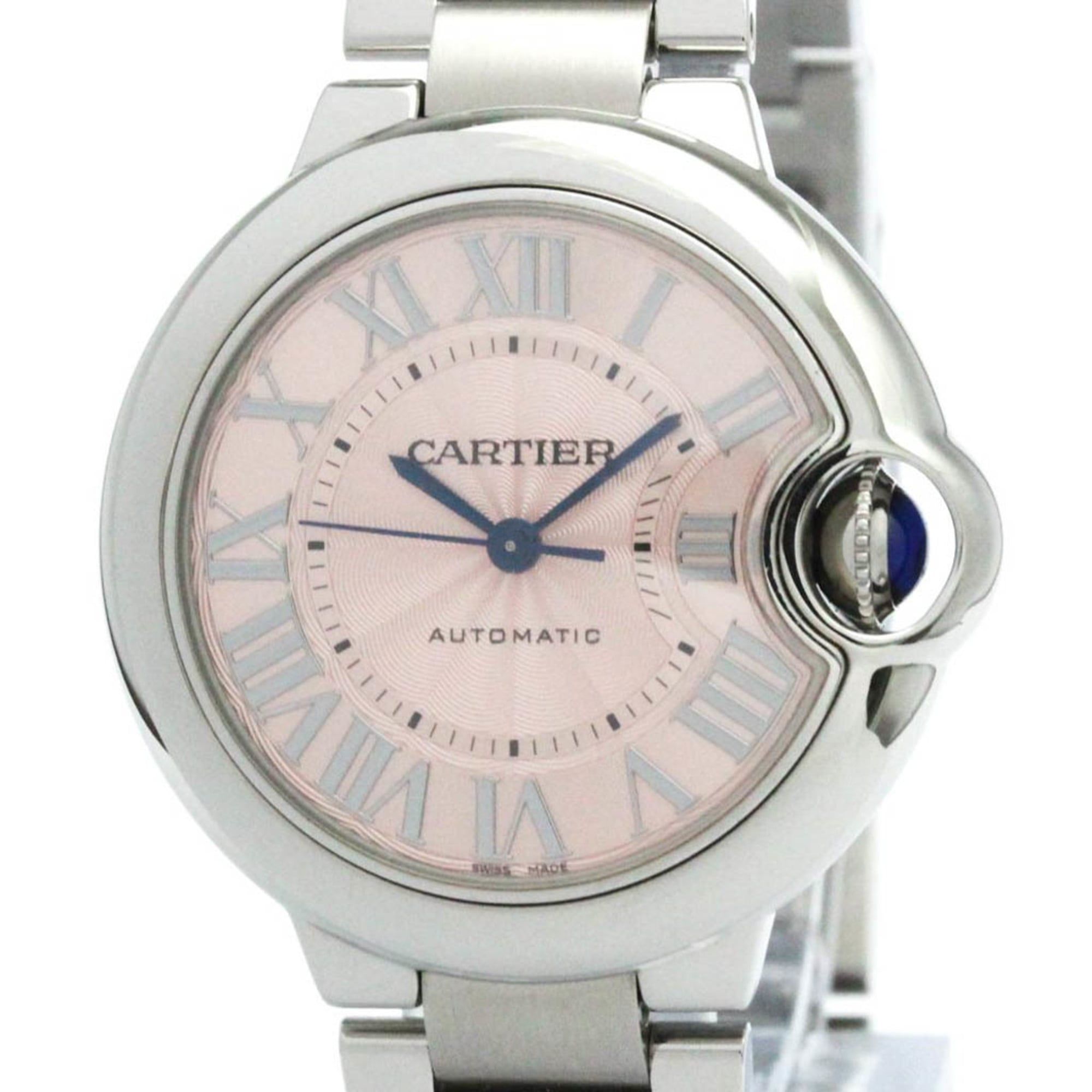 Polished CARTIER Ballon Bleu MM Steel Quartz Ladies Watch W6920100
