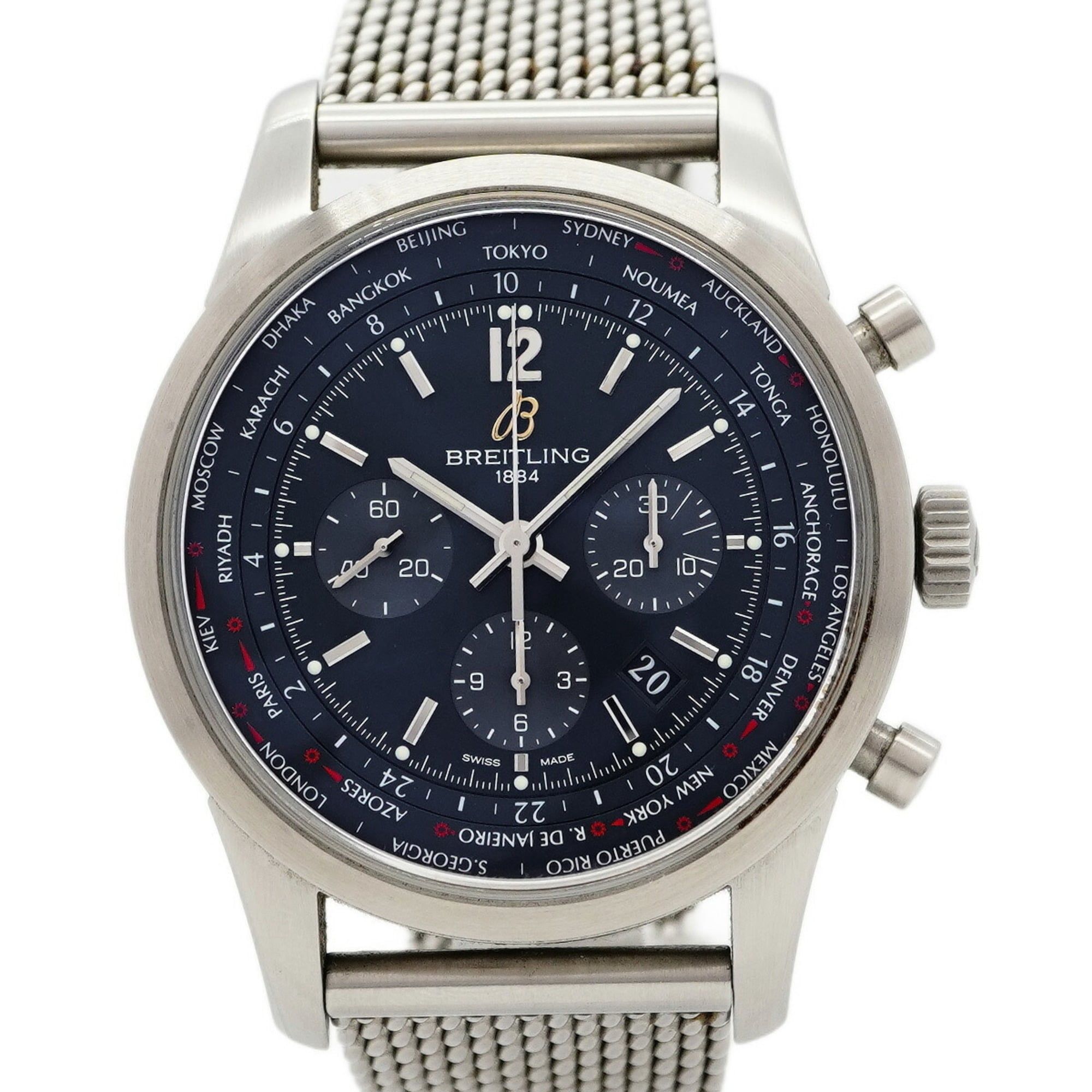 Breitling Transocean Unitime Pilot AB0510 Blue Dial Men's Watch