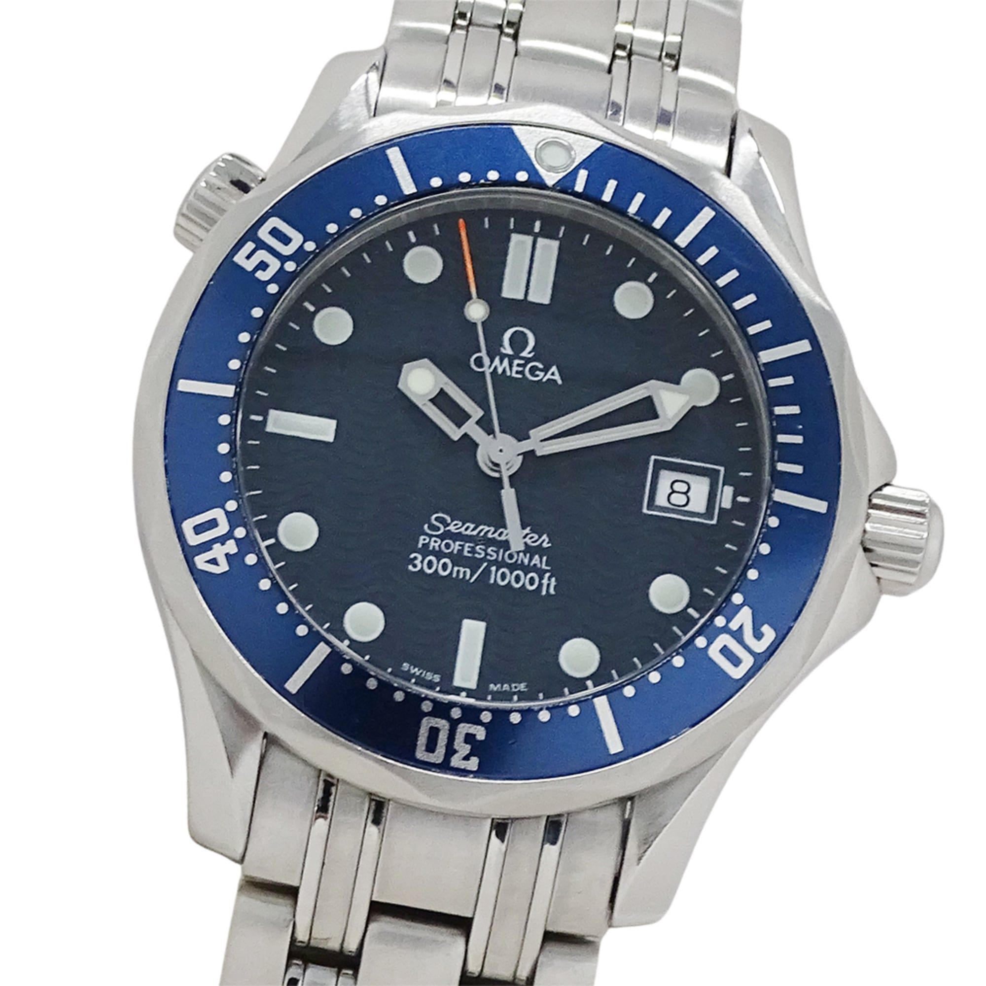 OMEGA Seamaster 2561.80 Boys' Brand Professional Watch 300m Date Quartz QZ Stainless Steel SS Silver