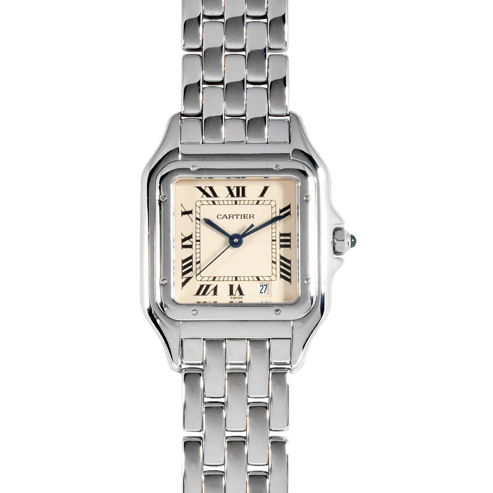 Cartier Panthere SM Watch Quartz Ivory Dial Solid Gold 18KWG White 109.6g Ladies