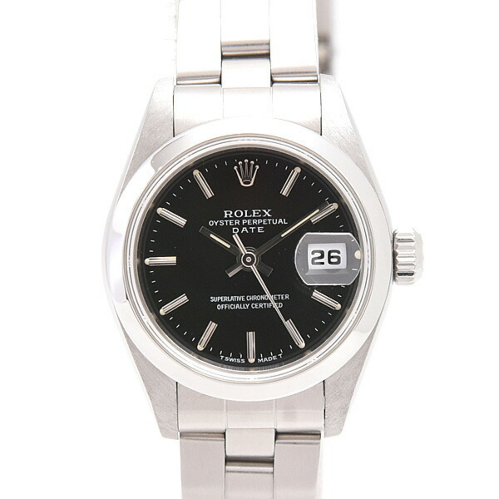 Rolex Watch Women's Oyster Perpetual Date Automatic U-number Black Dial Stainless Steel ROLEX 69160