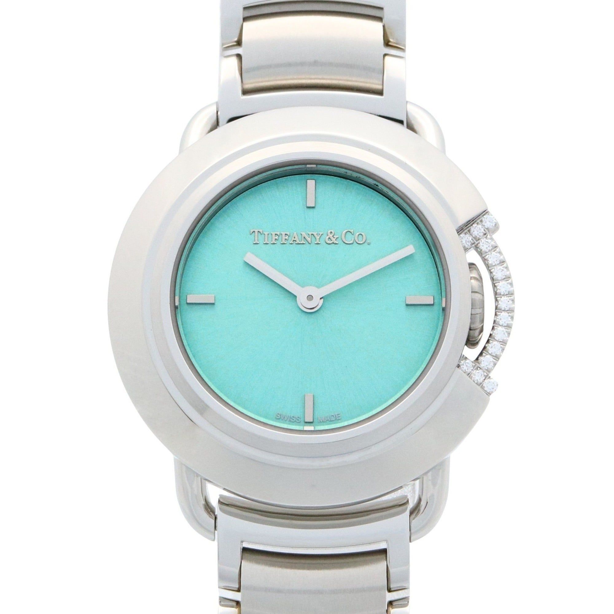 Tiffany & Co. T Watch, Stainless Steel with Diamonds, Women's, Blue, 68477409