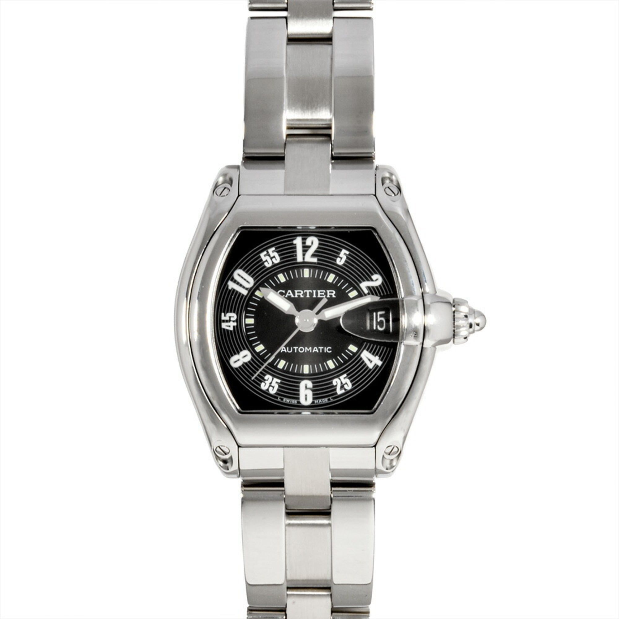 Cartier Roadster LM W62004V3 Automatic Watch, Black Dial, Men's