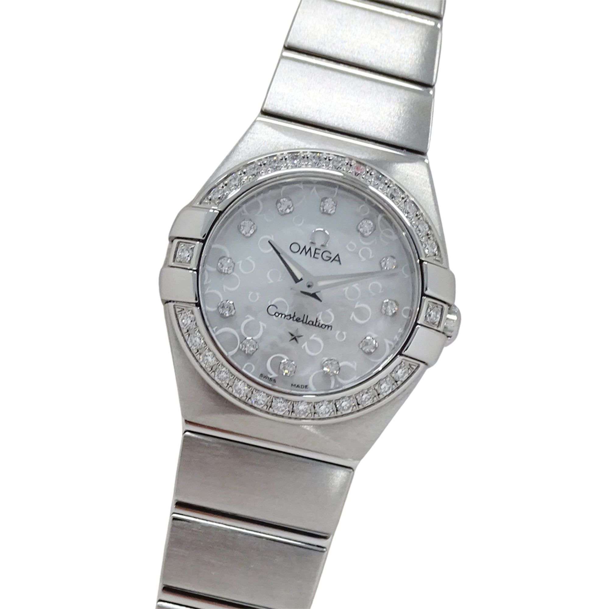 OMEGA Constellation Brushed 123.15.24.60.55.005 Women's Watch, Diamond Shell Quartz Movement, Stainl