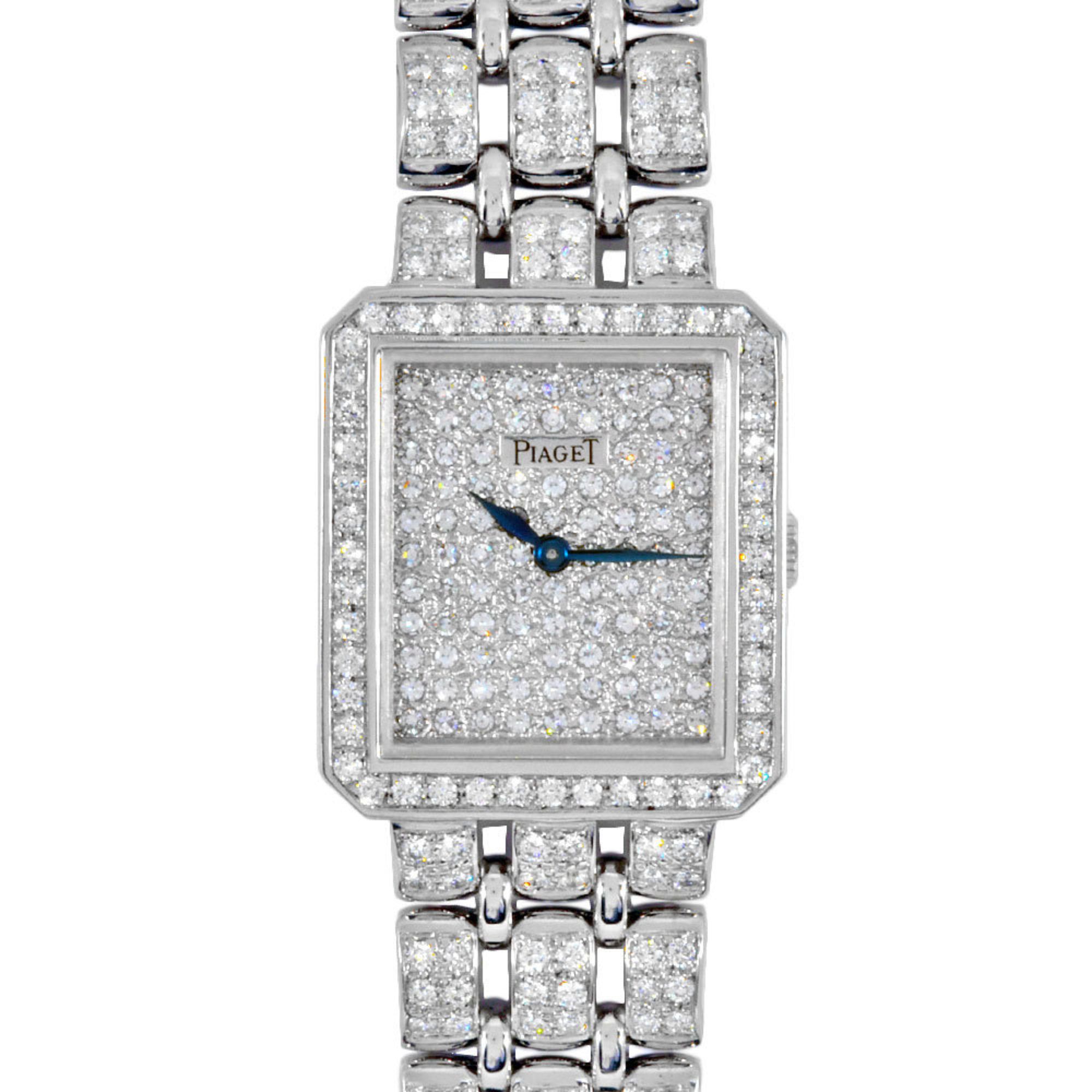 Piaget 83545K615 Protocol Watch Quartz Full Diamond Dial K18WG Solid Gold Bezel Bracelet Ladies