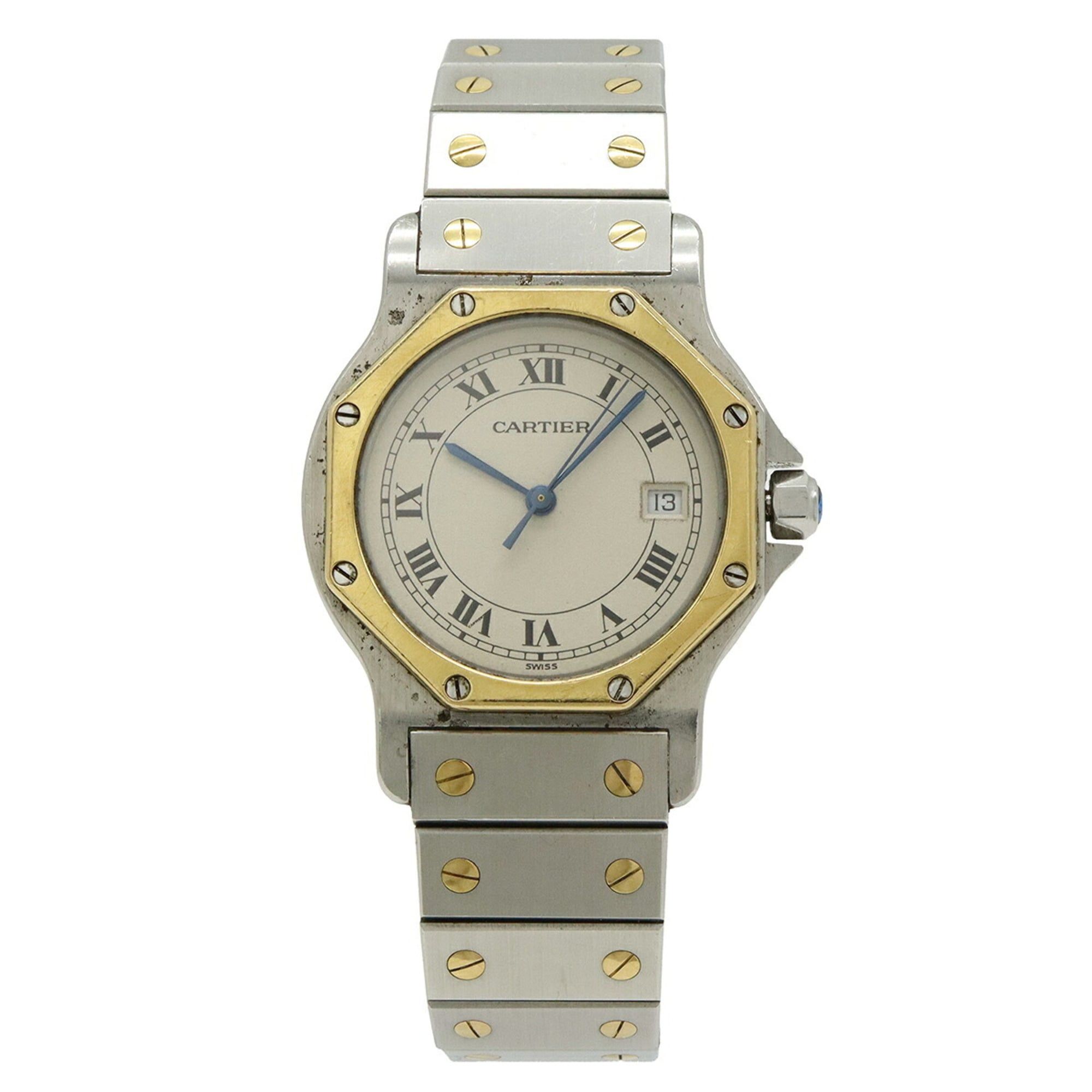 Cartier Santos Octagon Ivory Dial Yellow Gold Stainless Steel Women's Quartz Watch W2001583