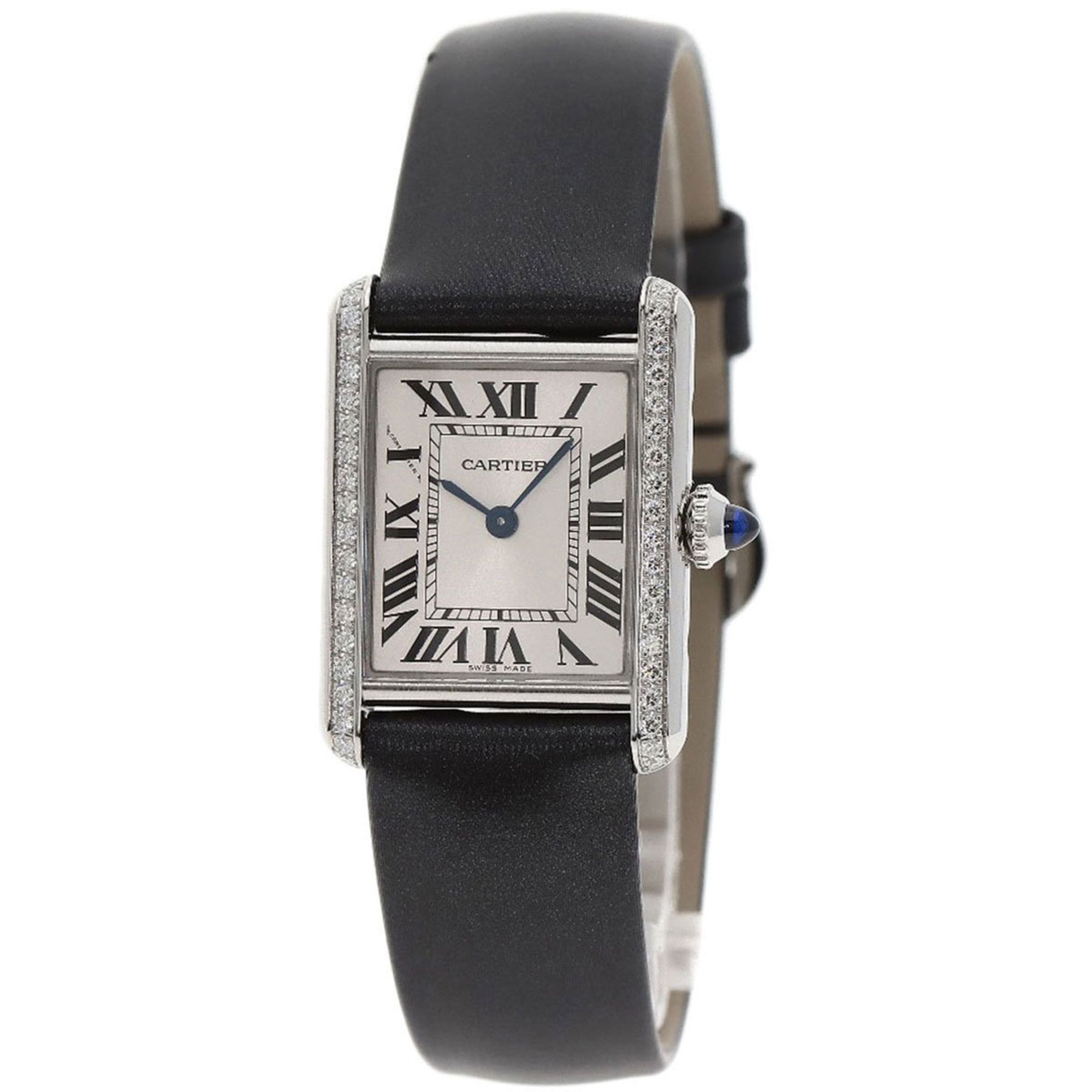 Cartier Tank Must de SM Diamond Watch W4TA0016, Stainless Steel/Leather/Diamond, Women's